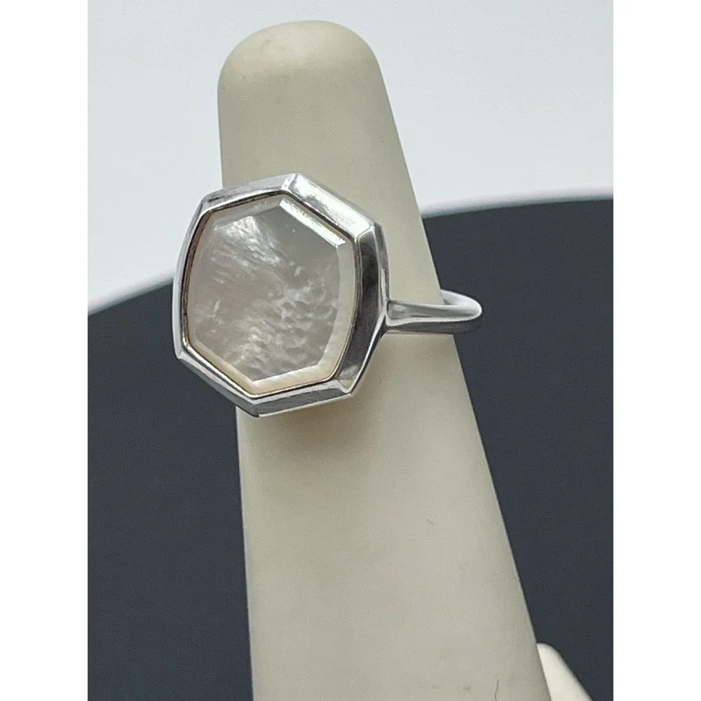 Kendra‎ Scott Mother of Pearl Davis Sterling Silver Cocktail Ring Sz 5